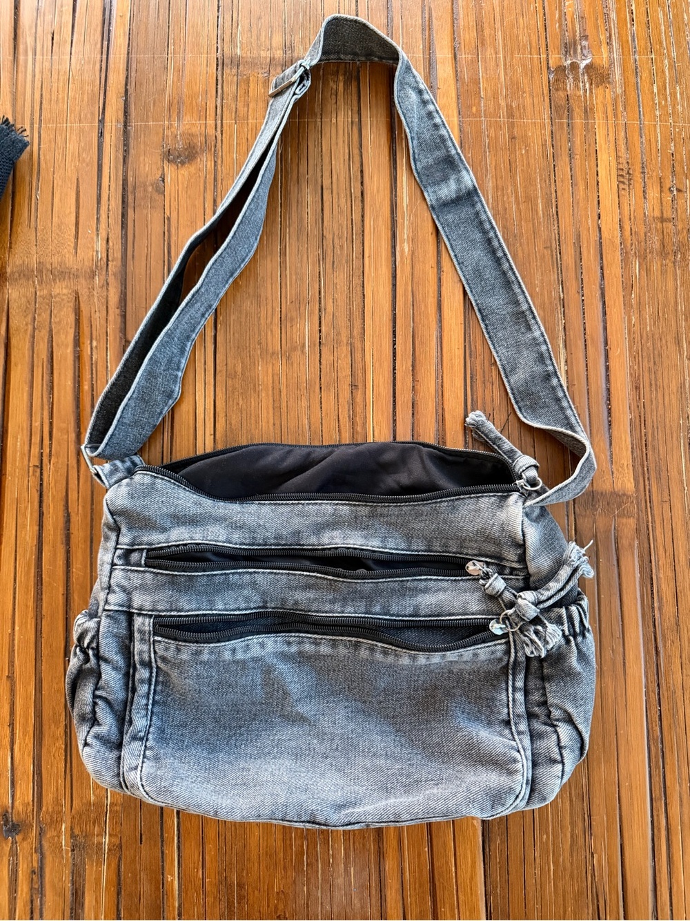 Casual Gray Denim Crossbody Shoulder Bag - Lightweight Everyday Carry